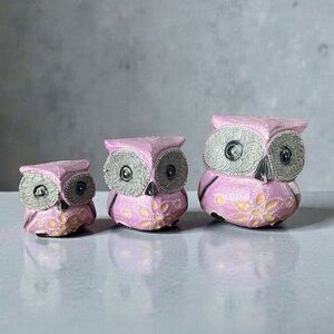 Set of 3 handpainted owls from Bali